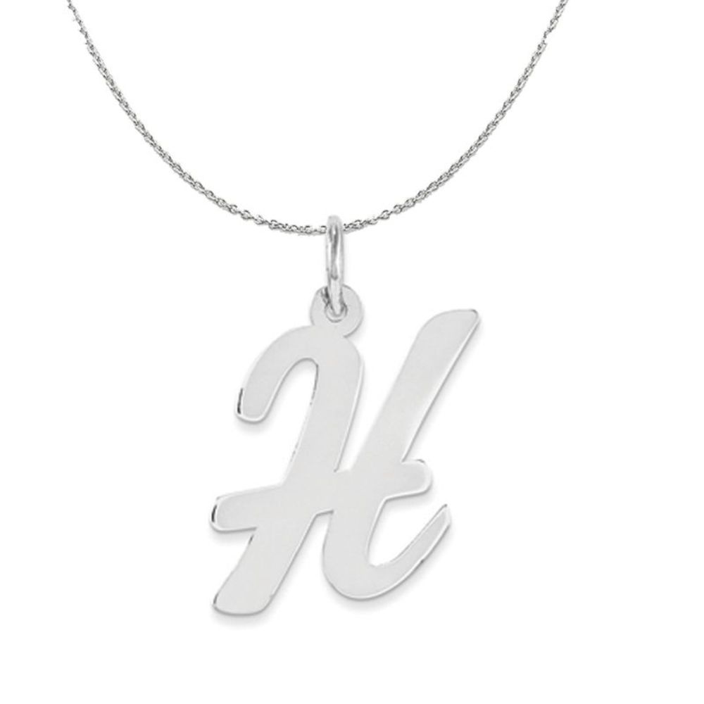 Silver Madison Collection LG Classic Script Initial H Necklace - 16 In